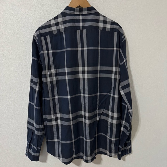 Burberry Brit Nelson Check Long Sleeve Sport Button Down Shirt Navy Trim Fit-XXL - Picture 3 of 12